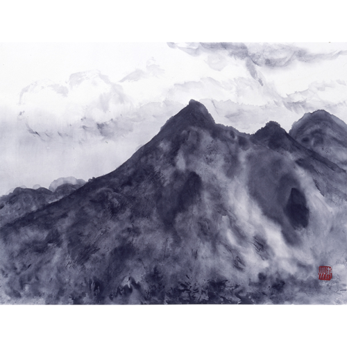 雲を割って現れた磐梯山